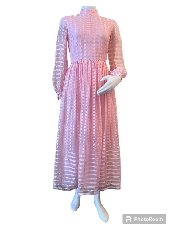 Vintage dress Richelene New York pink silk sheer … - image 1