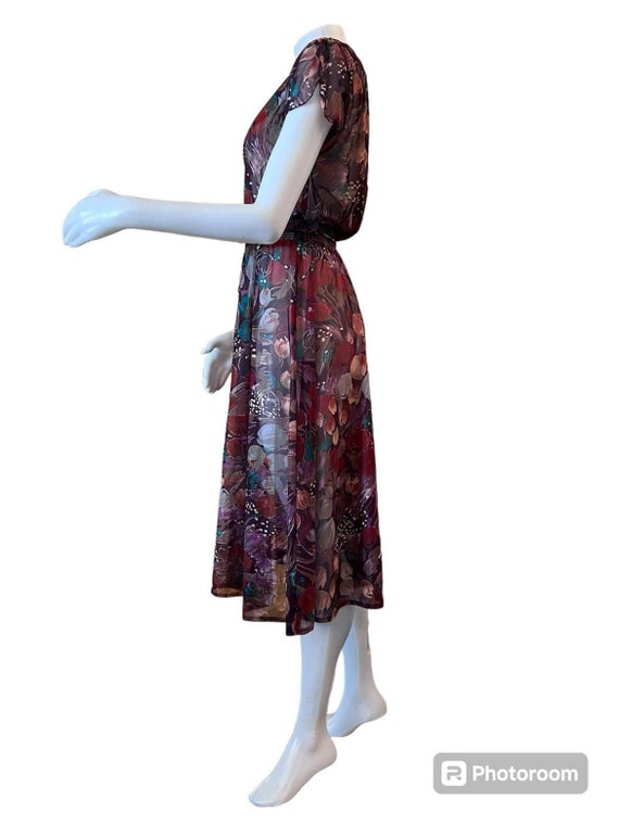 Vintage dress semi sheer floral print shirt petal… - image 3