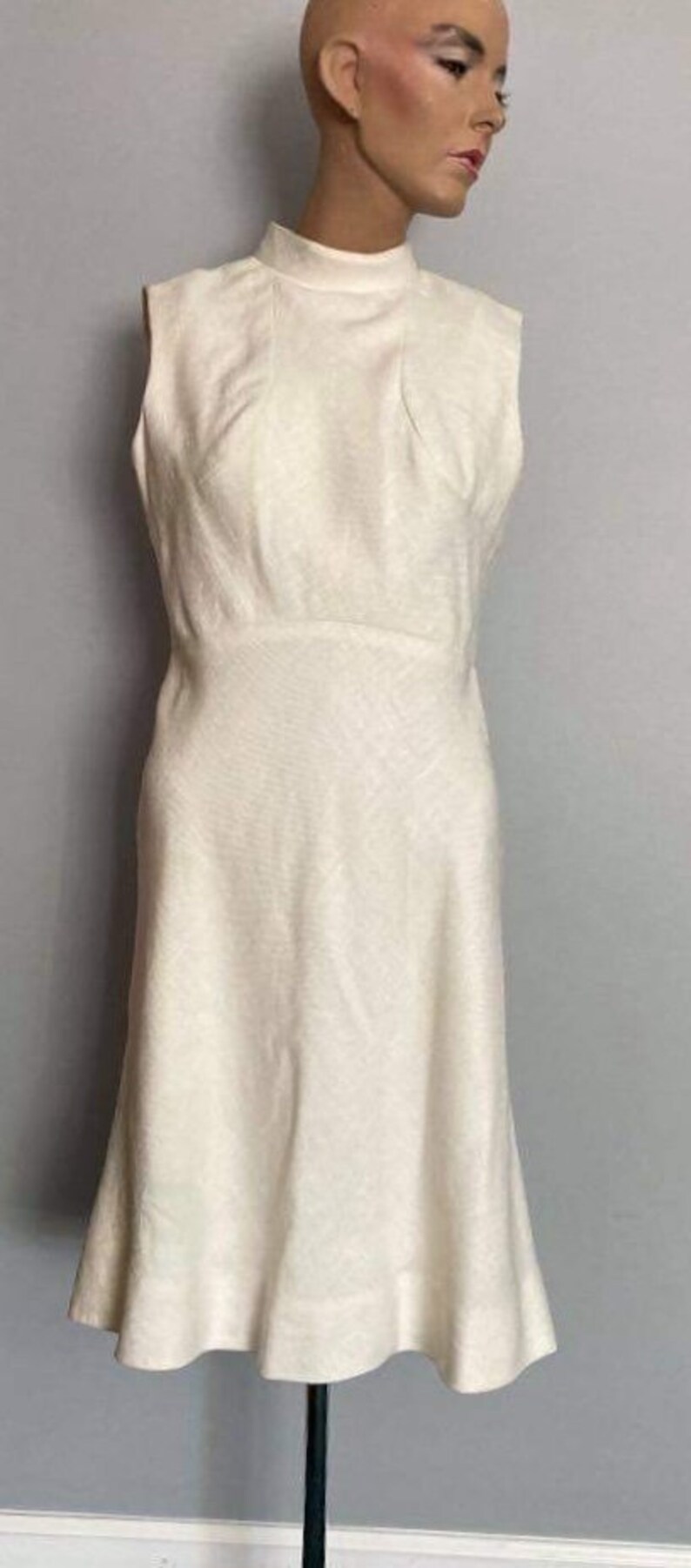 BH Wragge 71 White Linen Dress Sleeveless High Neck Flip Skirt - Etsy