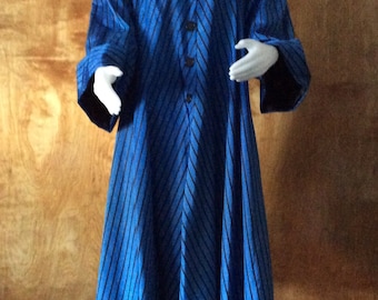 Vintage 1980s Does 1940s Swing Coat: Blue Striped Glamorous Coat