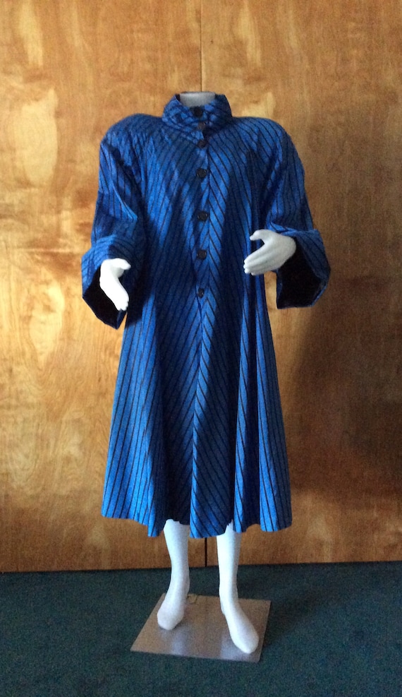 Vintage swing style coat striped blue and black 1980’… - Gem