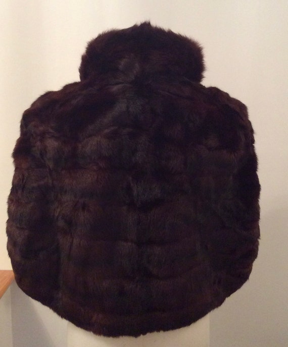 Vintage fur cape dark brown with pockets fur stol… - image 4