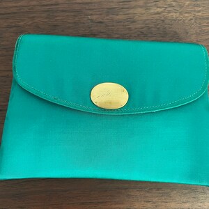 Vintage clutch purse with compact and lipstick holder green REX Fifth Avenue 1950s cosmetics bag vintage makeup powder compact
