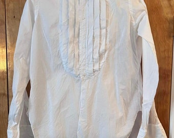 1960s Troy Guild Hyannis white tuxedo shirt bib front size 15 1/2 men’s tuxedo shirt formal wear vintage