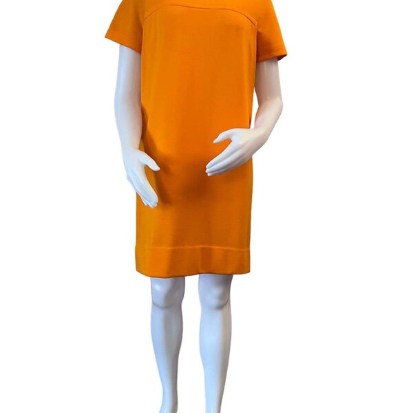 1960s mini dress by Jonathan Logan bright orange knit dress with short sleeves 1960s fashion mod mini dress
