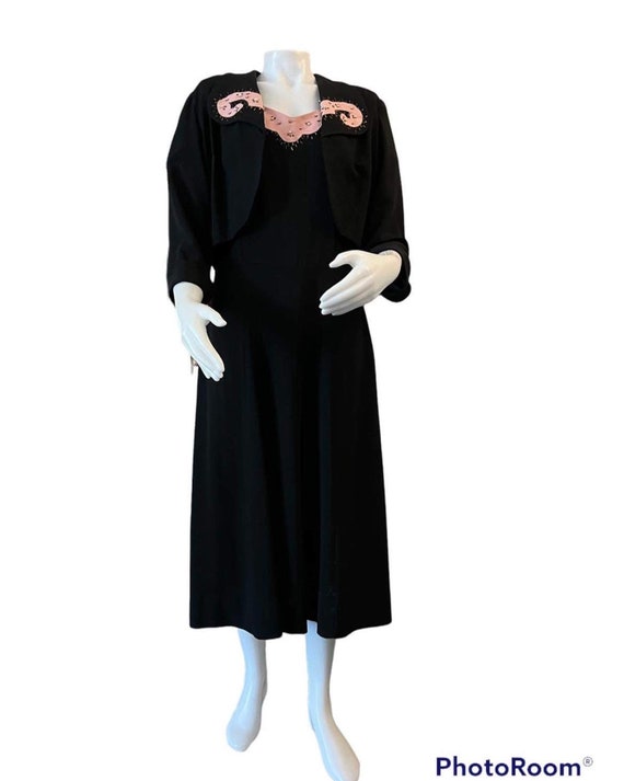 Mme RENAUD Frocks 1940s vintage dress with matchi… - image 1