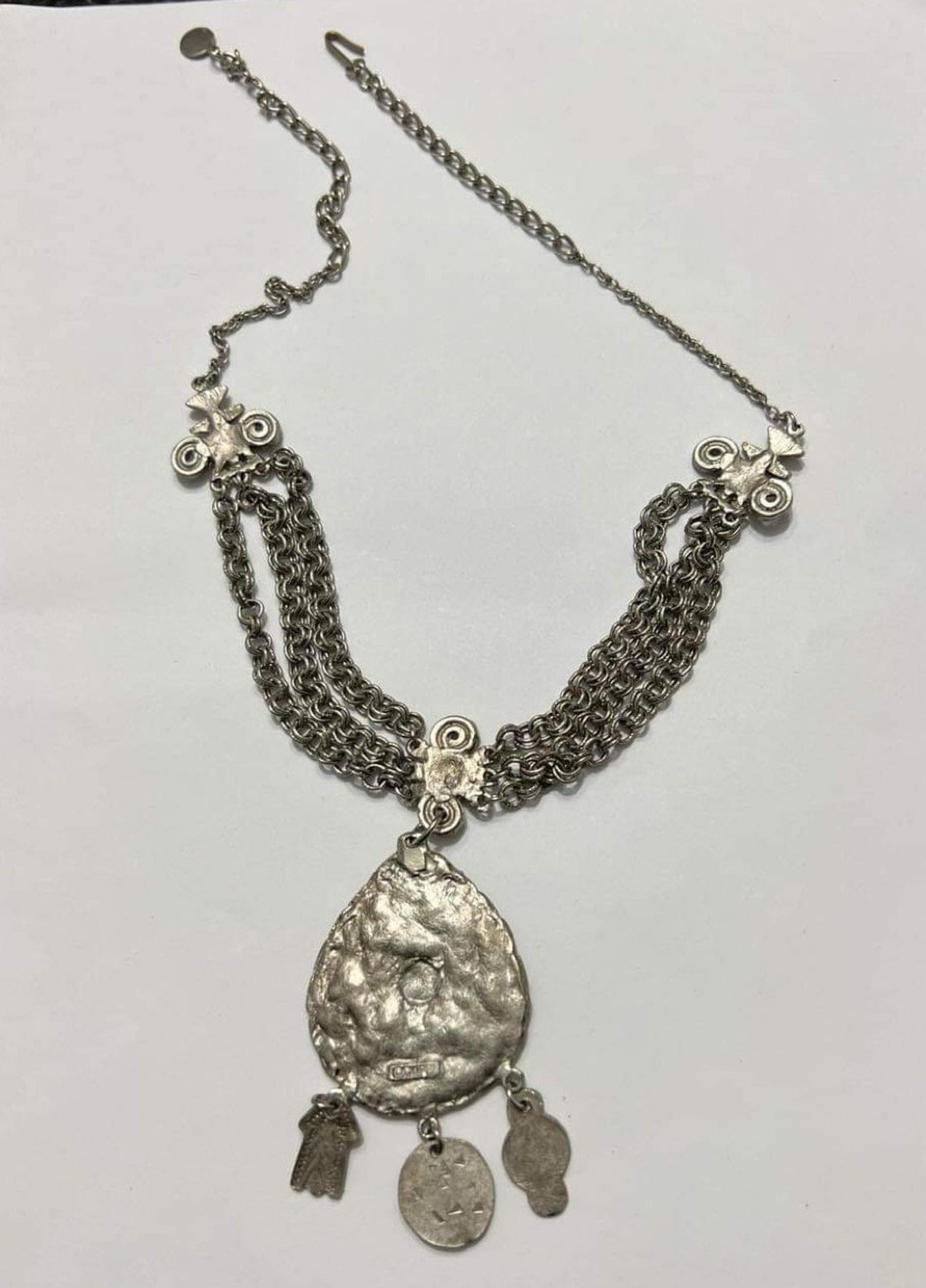 Vintage Capri Jewelry Repousse Egyptian Style Pendant and Etsy