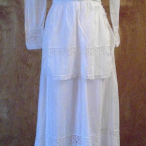 Edwardian Lingerie Dress Long Sleeve Large Collar Lace 1900s Women's ...