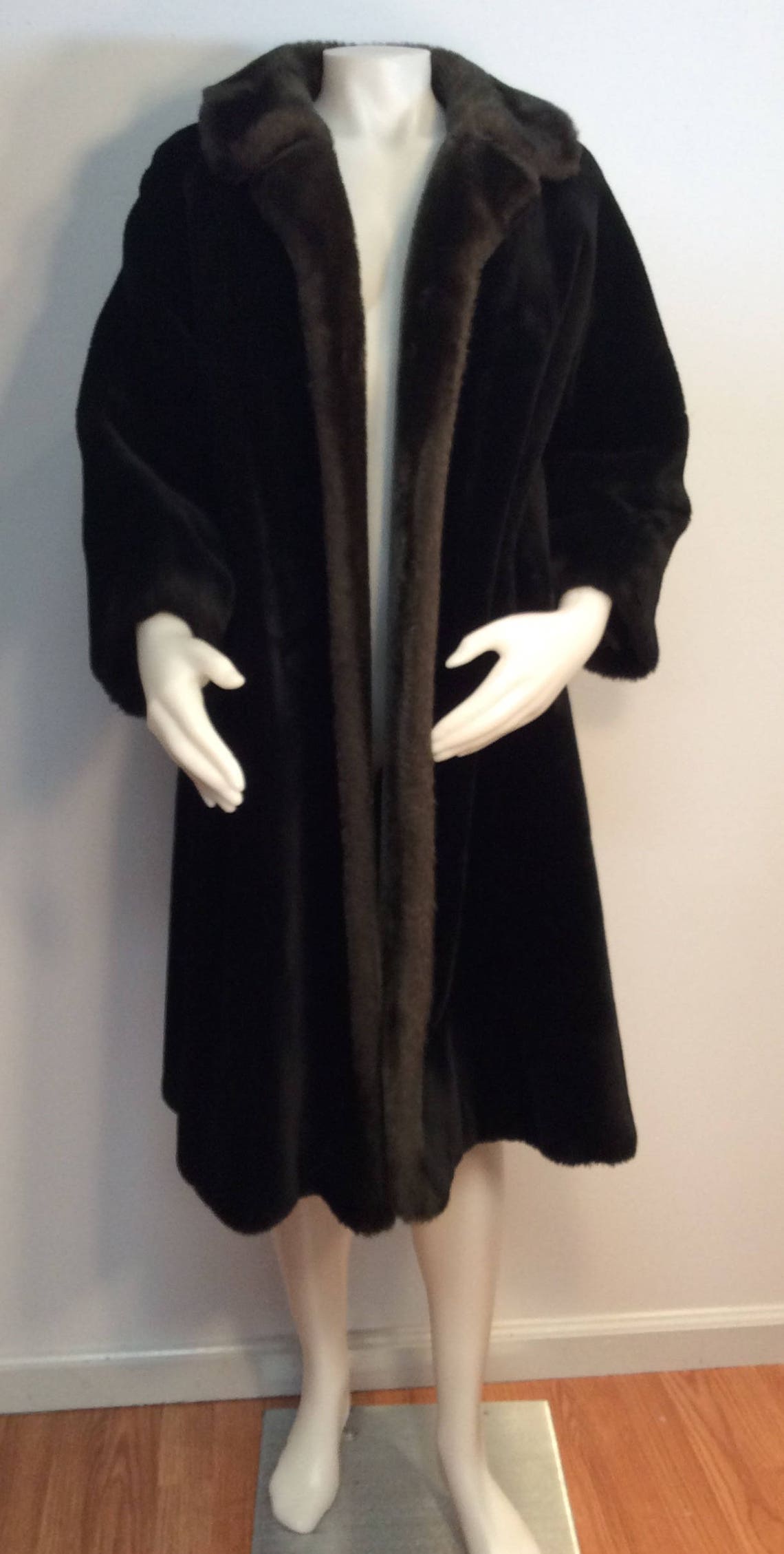 Black Faux Fur Clutch Coat Vintage Simulated Beaver BEAVANA Etsy