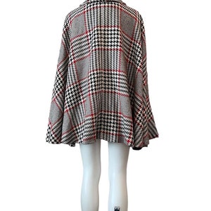 Plaid button front cape with leather belt Venezia Woman red white black fall autumn cape image 4
