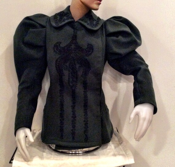 1890s wool riding jacket with black soutache trim