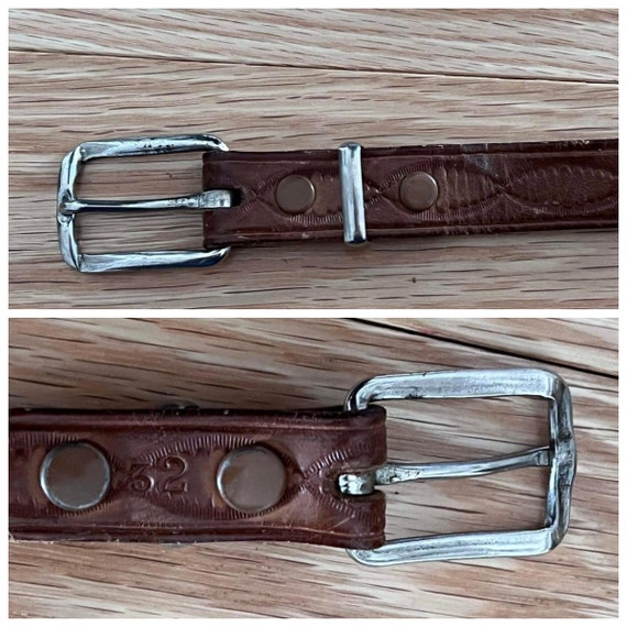 Native American beaded tooled leather belt skinny… - image 8