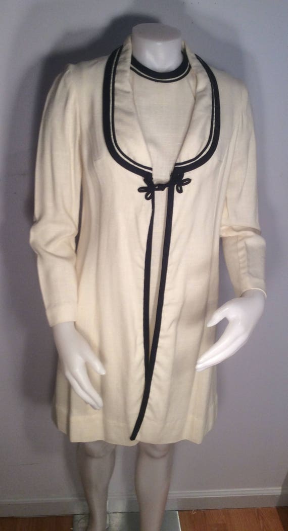 Helen Whiting coat and dress set vintage white ray