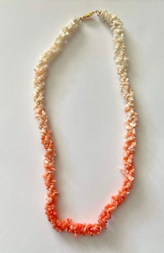 Vintage coral necklace dyed shell mother of pearl 
