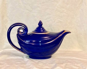 Vintage Hall Aladdin Teapot Blue Cornflower Genie Lamp Tea Pot with Oval Lid