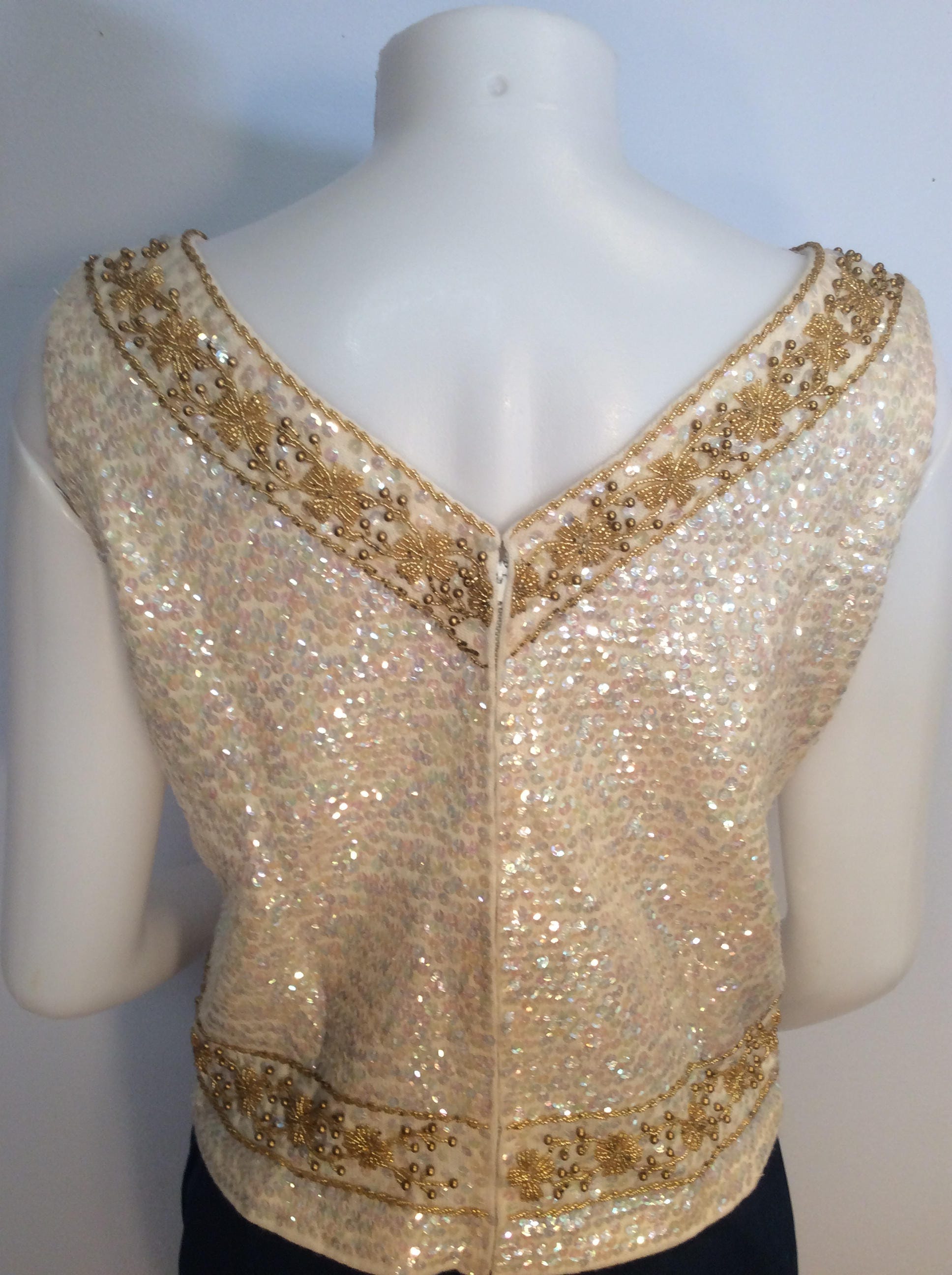Vintage 2000’s white sequin embellished top