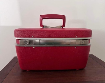 Red train case vintage Royal Traveller luggage 1960s suitcase vintage travel