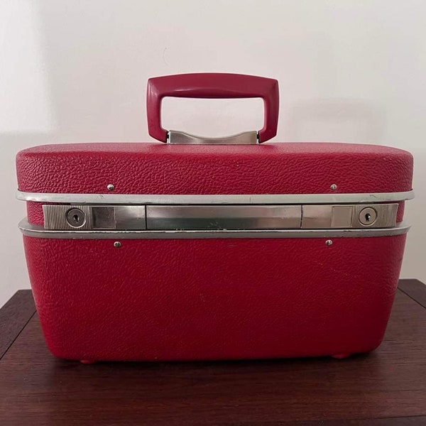 Red train case vintage Royal Traveller luggage 1960s suitcase vintage travel