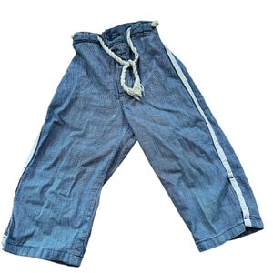 Vintage Childs pants with rope tie sailor pants side white stripes lightweight cotton blue pants