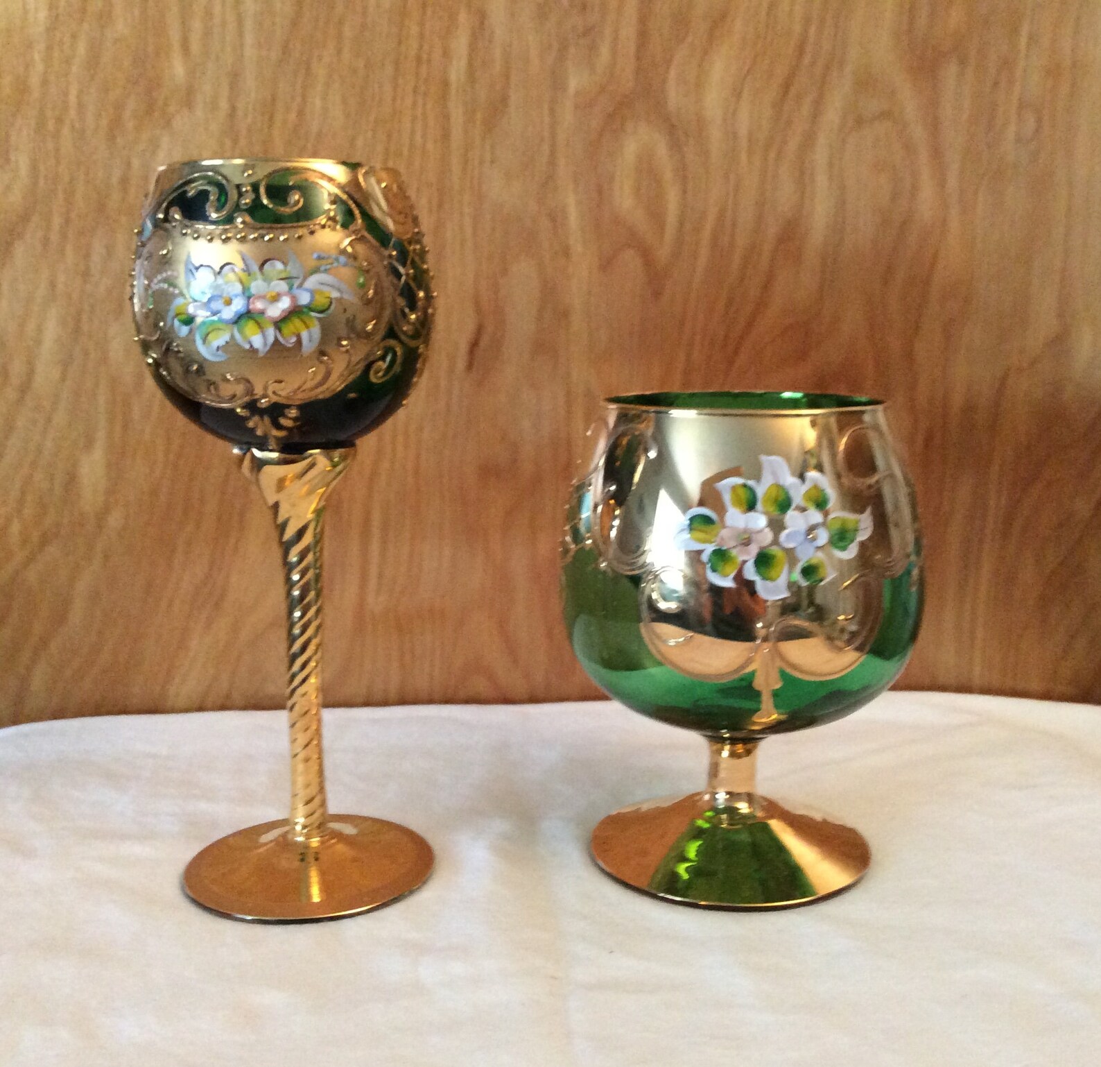 Vintage Murano Glass Glass Brandy Snifter Green Glass Etsy