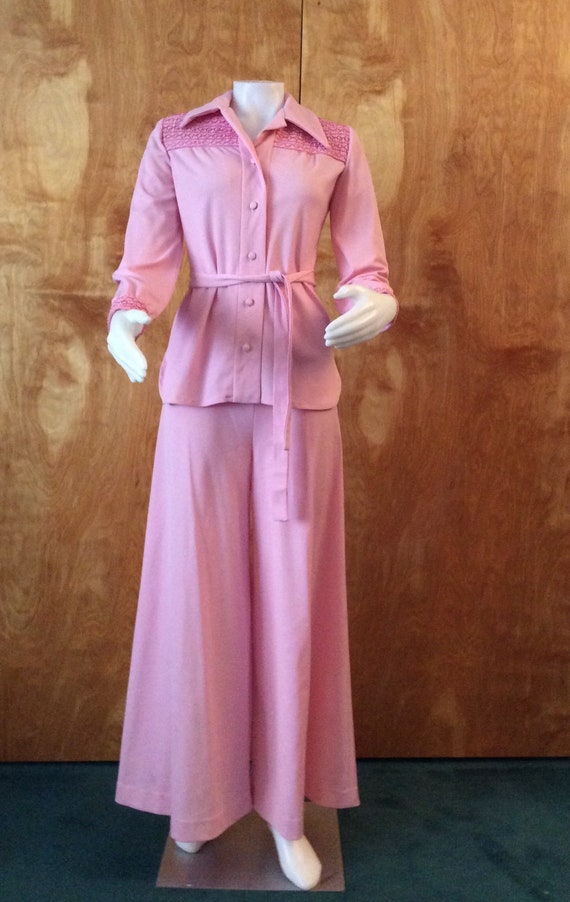 Vintage 1970’s palazzo pantsuit pink Mary Dobbs Or