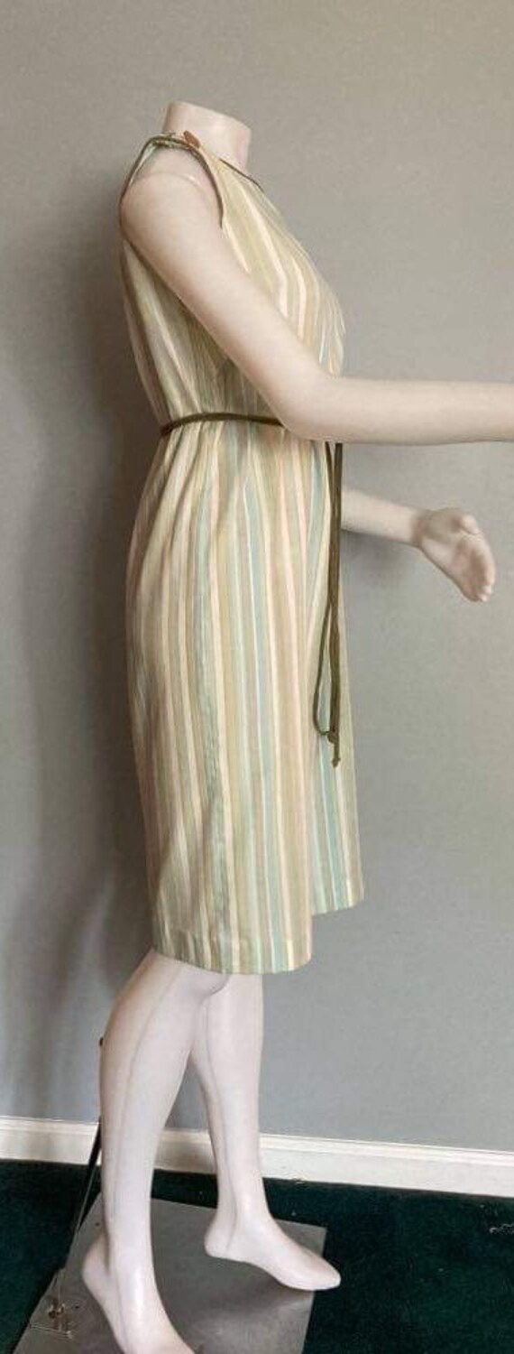 Vintage shift dress 1950s 1960s cotton pastel str… - image 6