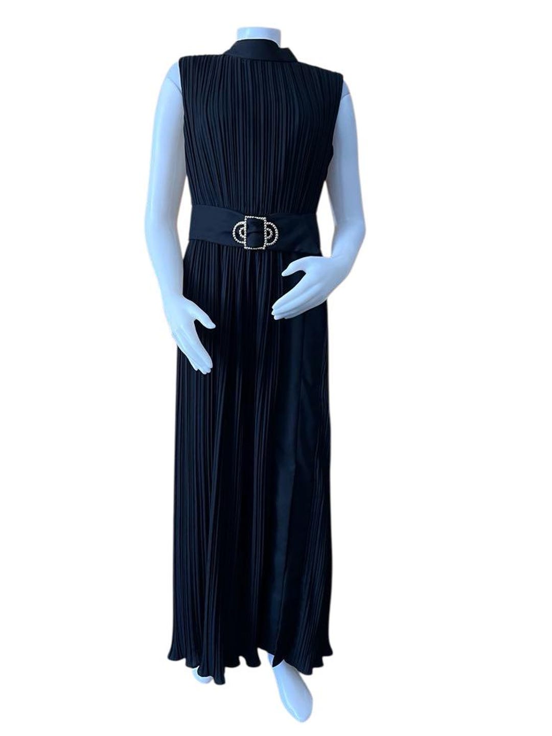 vintage 1960s column dress black lace Peek A Boo front gown XS