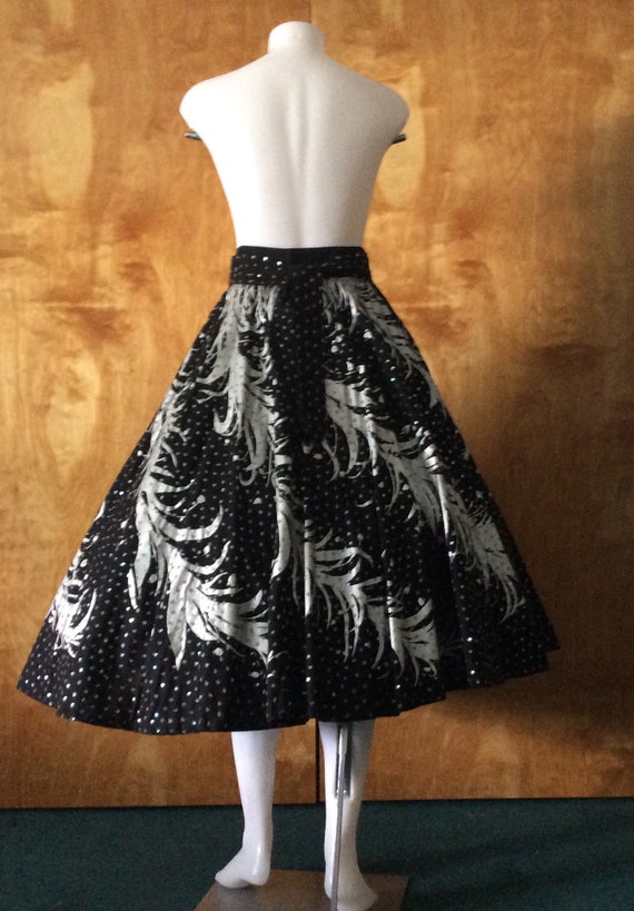 vintage Mexican hand painted circle skirt black s… - image 5