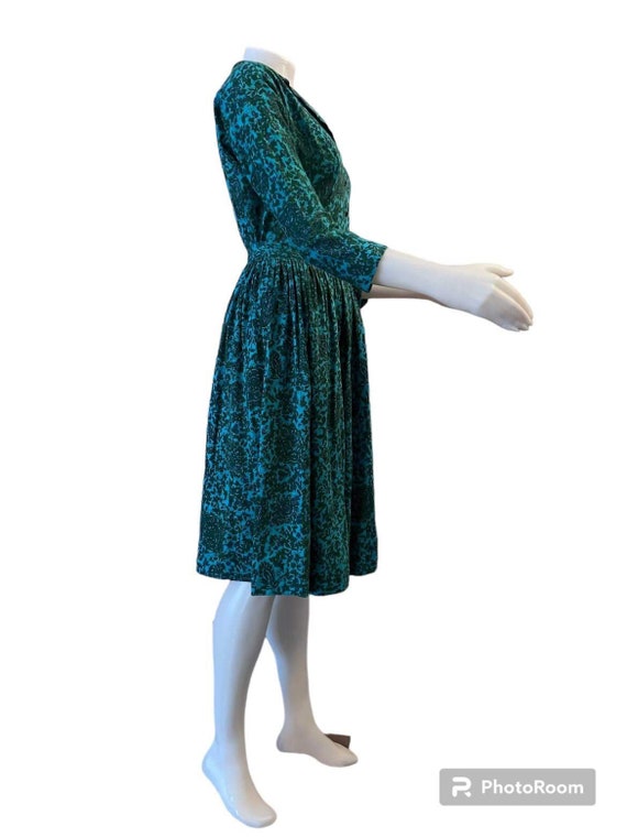 1950s skirt set by Ilene Ricky turquoise floral p… - image 4