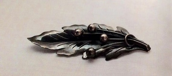TAXCO sterling silver leaf pin Damaso Gallegos si… - image 1