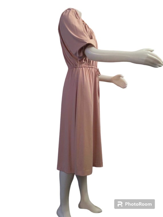 Vintage 1970s THE DRESS dusty rose with floral de… - image 3