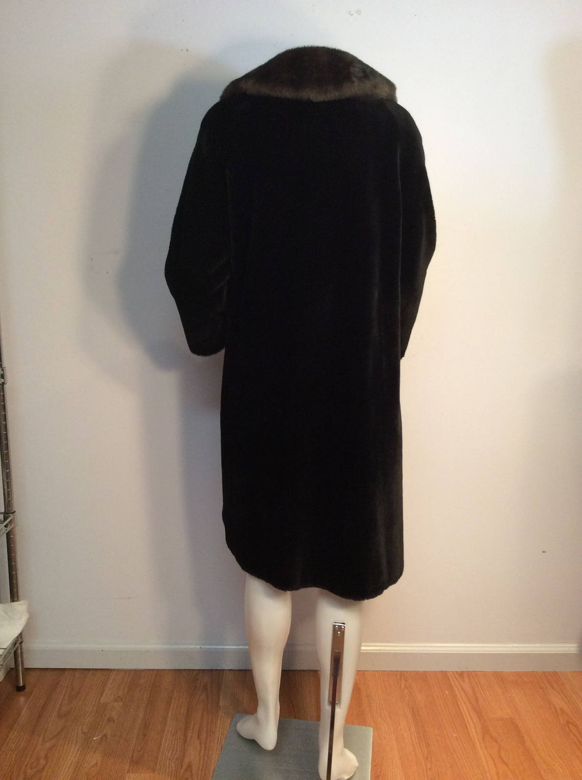 Black Faux Fur Clutch Coat Vintage Simulated Beaver BEAVANA Etsy
