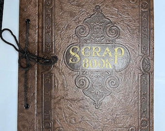 Embossed leather scrapbook tooled leather antique scrapbook photo album collectible memorabilia