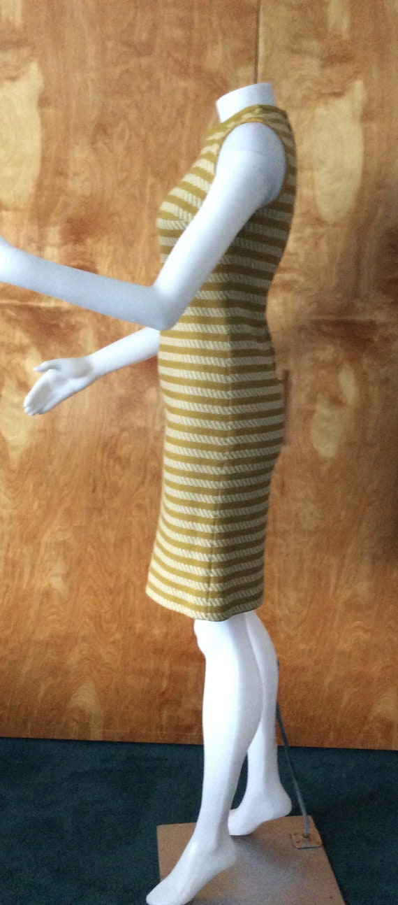 Vintage dress 1960s mod dress mustard chevron str… - image 4