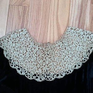 Vintage 1930s Black Silk Velvet Dress With Lace Bodice Puff Shirt ...