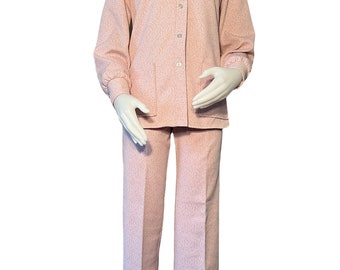 Vintage 1970s pantsuit by Kelly’s Korner mod pink polyester pantsuit flare leg