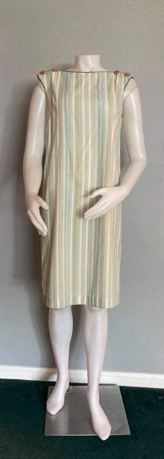 Vintage shift dress 1950s 1960s cotton pastel str… - image 8