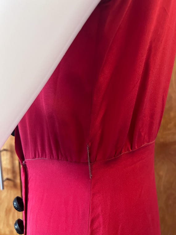 Vintage 1930s beach pajamas jumpsuit red silk - image 10