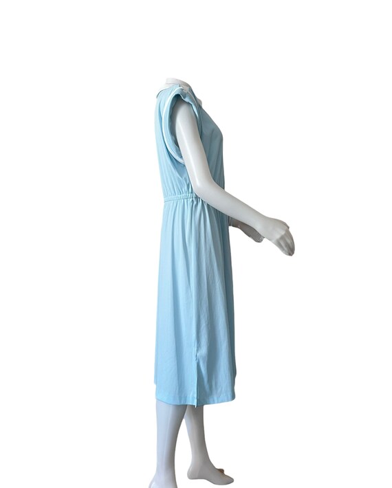 1970s vintage polyester dress 2 tone light blue w… - image 5