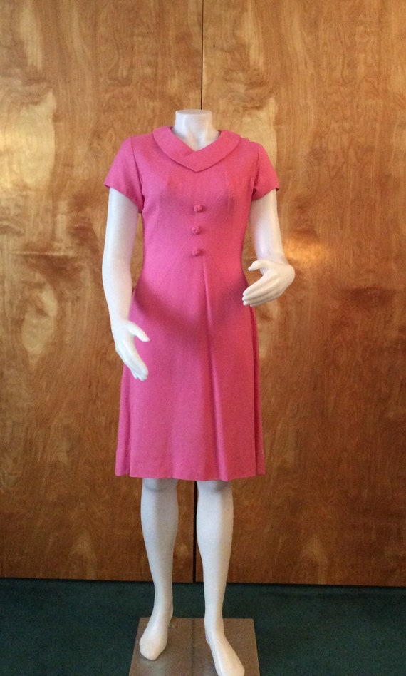 Vintage linen dress by Wilshire of BOSTON pink li… - image 1