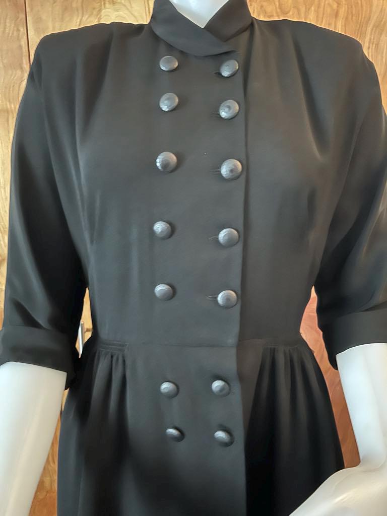 Vintage 1940s-1950s Calbette Coat Dress Black With Red Lining Size