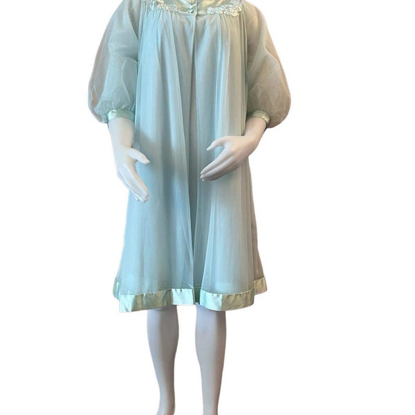 Vintage peignoir set by Gosard Artemis 1960s 1970s lingerie sleeveless nightgown matching robe with puff sleeves vintage honeymoon