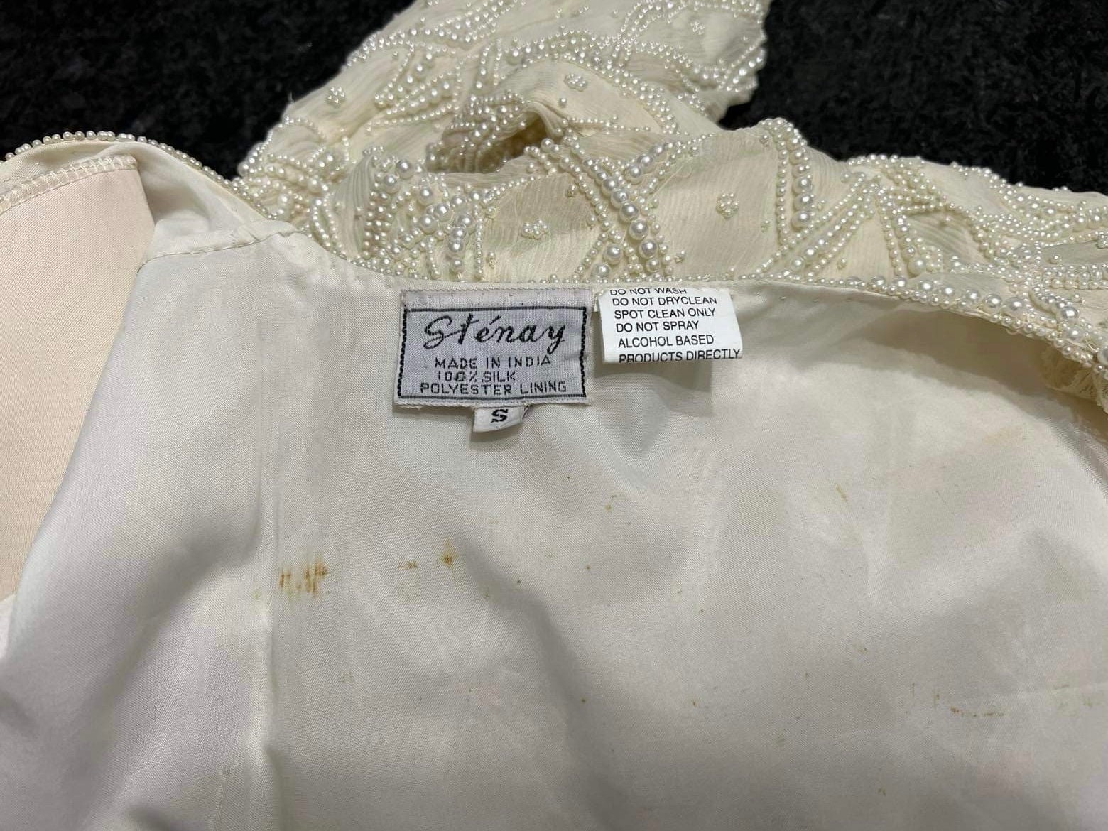 Pearl Beaded Ivory Jacket by Stenay 100% Silk Long Sleeve Hook - Etsy