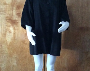 Vintage 1950s swing coat black textured fabric rockabilly