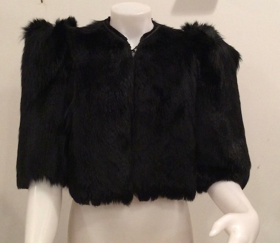 1930’s bolero jacket black fur crop jacket vintage