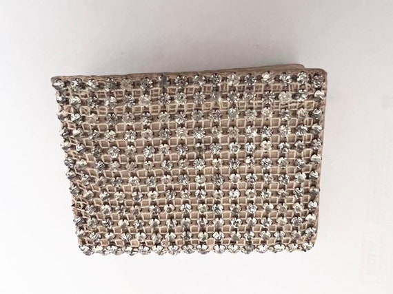 Vintage rhinestone studded wallet 1940s purse acc… - image 1