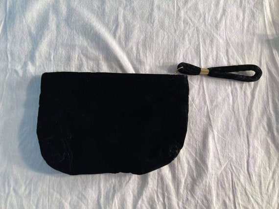 Vintage 1920s black silk velvet  handbag purse an… - image 2