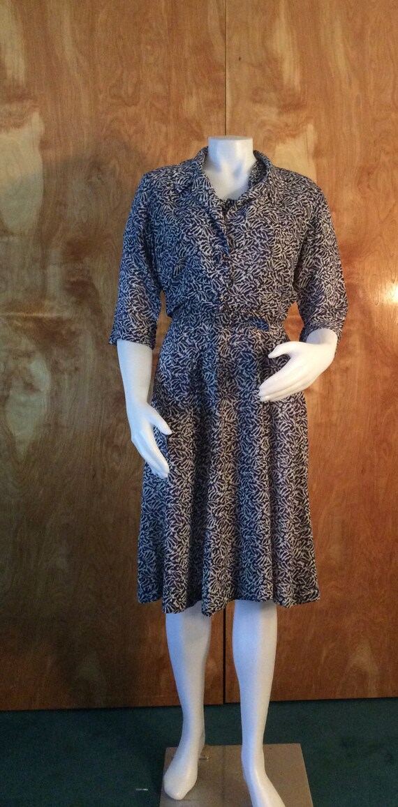 Vintage rayon dress Cay Artley 1940’s 1950’s blue… - image 5