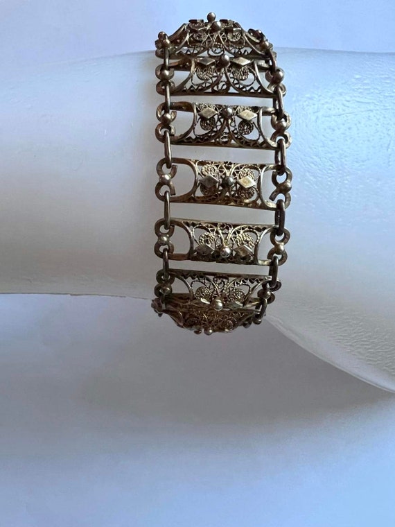 Antique silver filigree bracelet 800 silver wide l