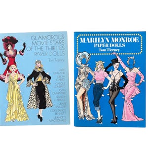 Tom Tierney paper doll book movie stars fashion paper dolls Marilyn Monroe Glamorous movie stars of the thirties paper dolls uncut condition